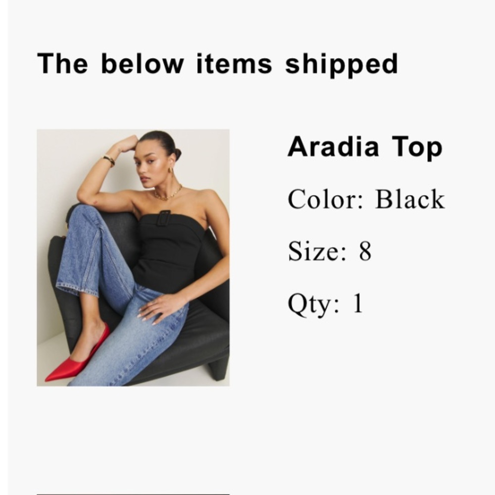 Reformation Black Strapless Blouse